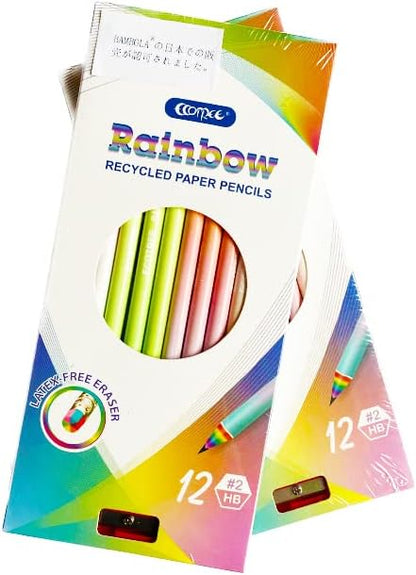 Bambola Rainbow Pencils HB Graphite with Eraser 12 Pack