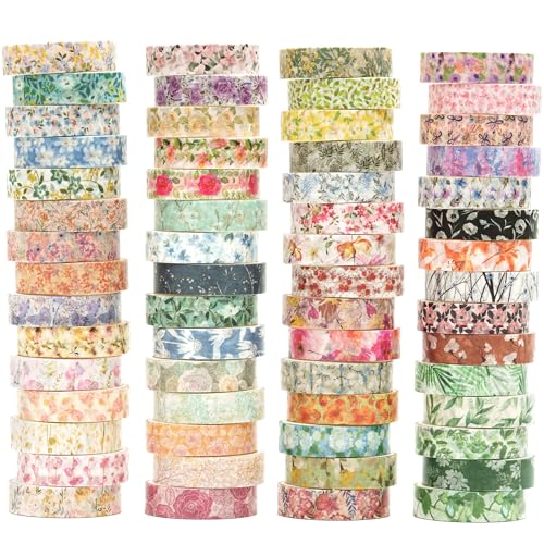 YUBX 60-Piece Floral Washi Tape Set 0.4in x 6.6ft