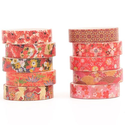 Songdao Ukiyo-e Washi Tape 10-Roll Set 0.4in x 6.6ft Traditional Patterns
