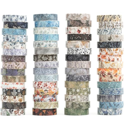 YUBX 60-Piece Floral Washi Tape Set 0.4in x 6.6ft