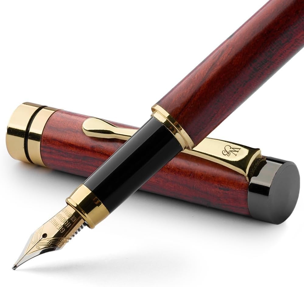 Wordsworth & Black Crest Wooden Fountain Pen 18K Gold-Plated Nib