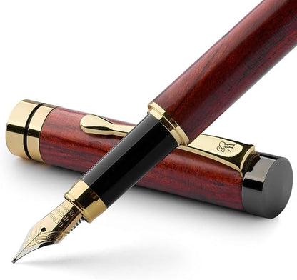 Wordsworth & Black Crest Wooden Fountain Pen 18K Gold-Plated Nib