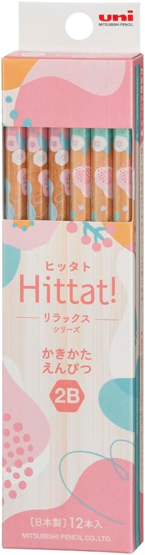 Mitsubishi Pencil Hittat! 2B Graphite Pencils 12-Pack Relaxed Pink