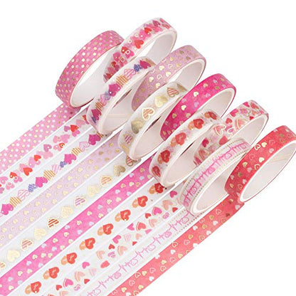 YUBBAEX Decorative Washi Masking Tape 10-Roll Set Gold Foil 0.3-Inch
