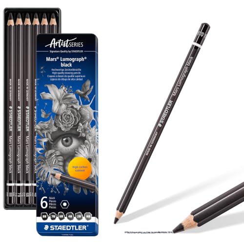 Staedtler Mars Lumograph Black Drawing Pencil Set 6-Piece Assorted