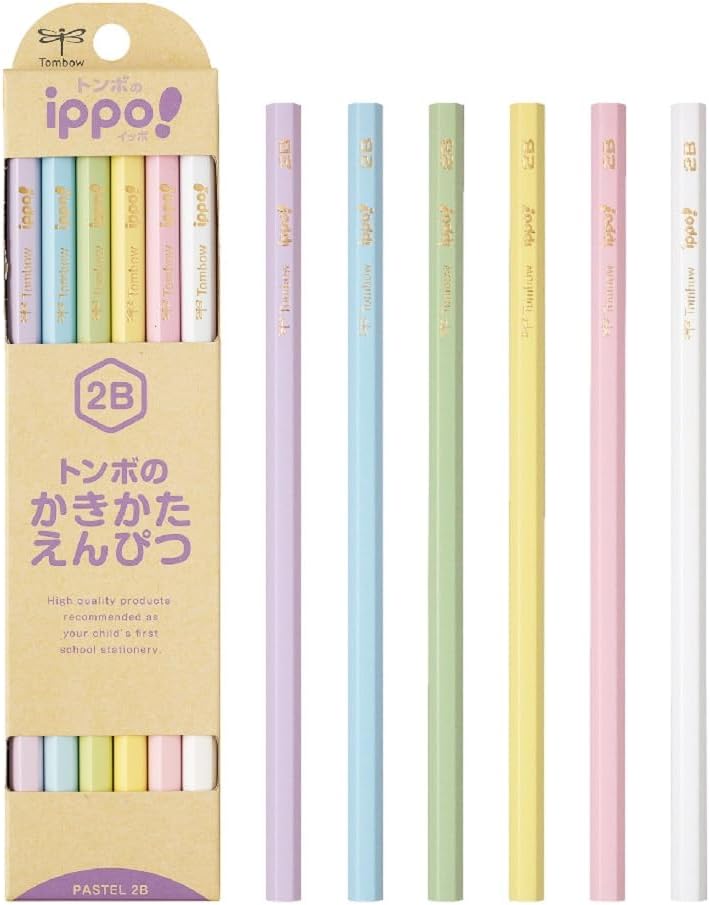 Tombow Ippo 2B Hexagonal Wooden Pencils Pastel 12-Pack Set