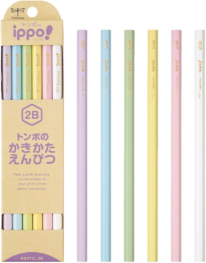Tombow Ippo 2B Hexagonal Wooden Pencils Pastel 12-Pack Set