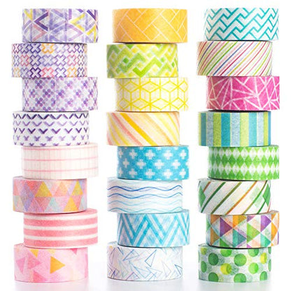 Yubbaex Mini Washi Tape Set 0.4in Wide Decorative Masking Rolls