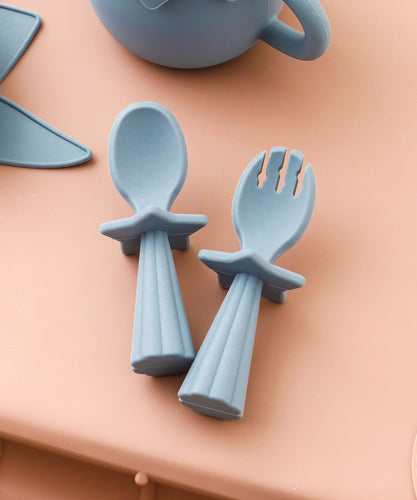 Silicon Cutlery Set (Blue) For Kids