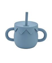 قم بتحميل الصورة في عارض الصور، Double-Handled Mug with Silicone Straw (Blue) For Kids