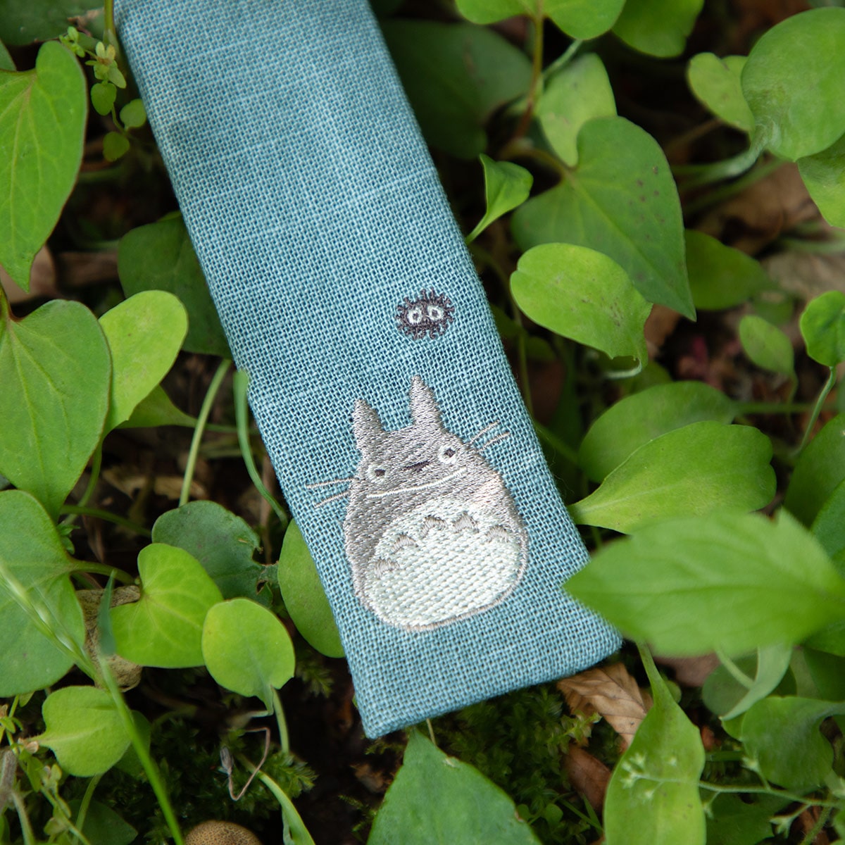 My Neighbor Totoro Embroidered Cotton Fan Sleeve Light Blue