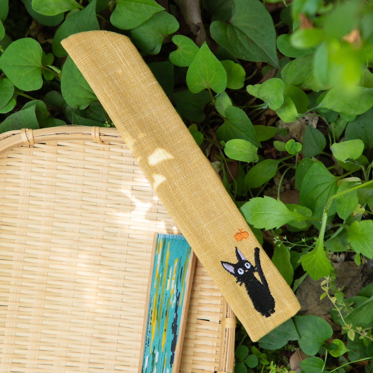 Kiki's Delivery Service Fan Pouch Yamabuki Yellow Embroidered Cotton