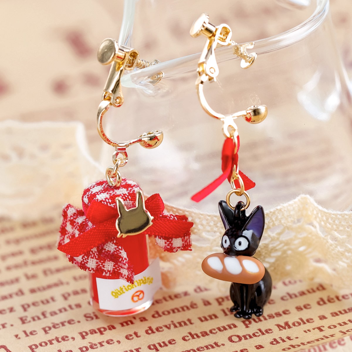 Kiki's Delivery Service Bakery Jam Jar and Jiji Earrings 4990593562893