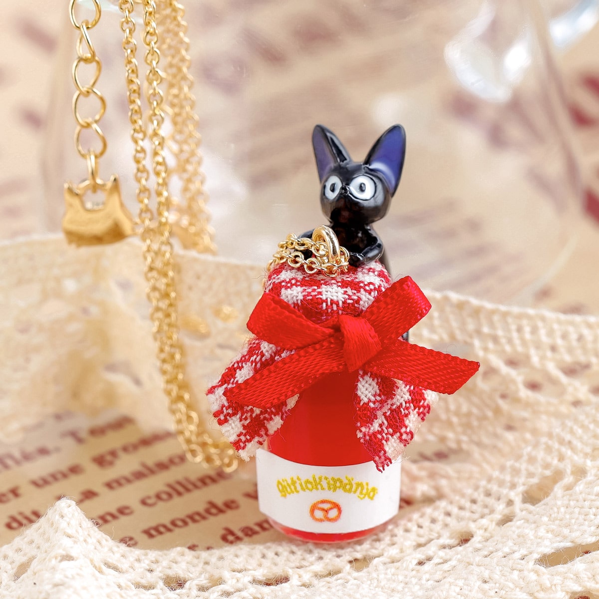 Ghibli Kiki's Delivery Service Jiji Jam Jar Necklace 4990593562909