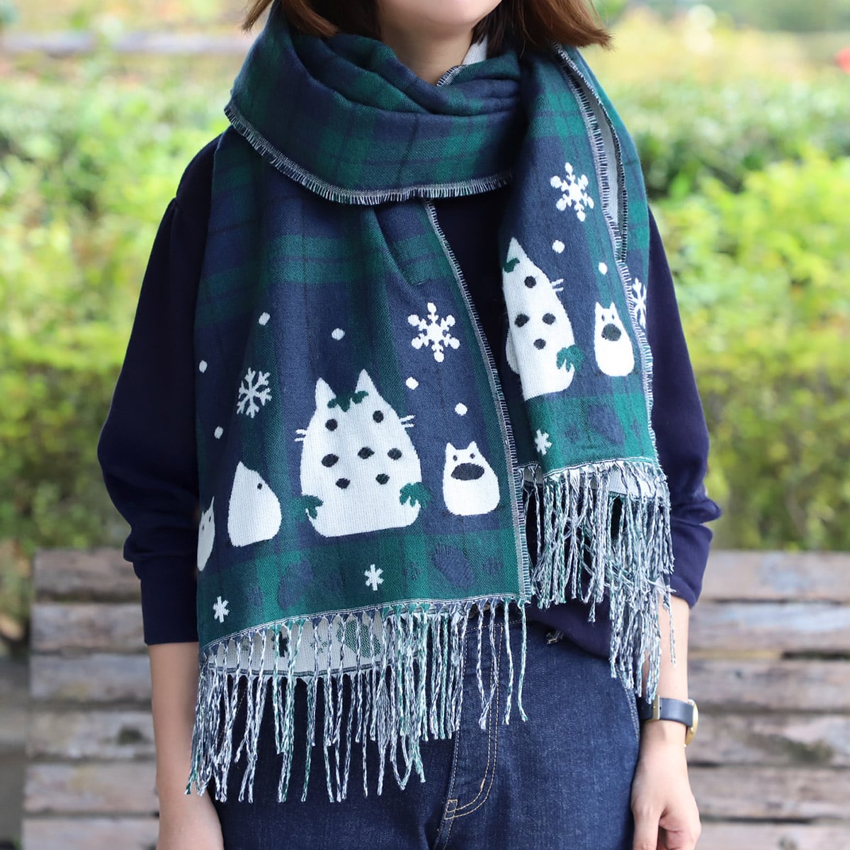 My Neighbor Totoro Buttoned Check Stole Totoro