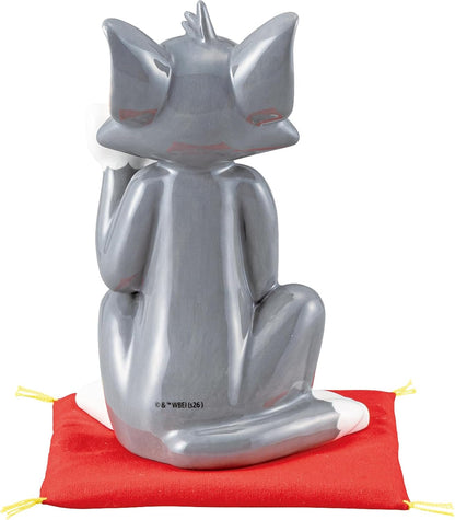 Sun Art Tom and Jerry Maneki Cat Ceramic Figure Gray