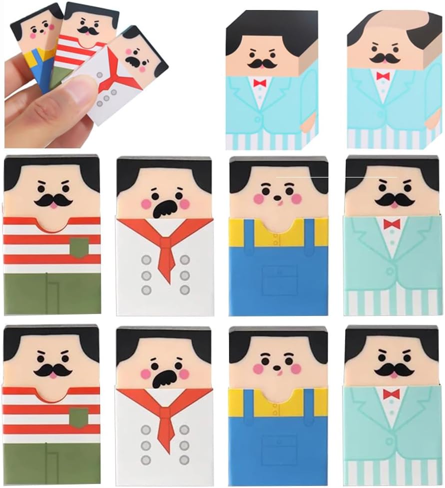 YJRUNFU Funny Bald Uncle Novelty Eraser Set 2-Inch Multicolor