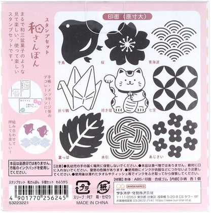 Sun-Star Stationery Wasanpon Stamp Set Japanese Pattern 9-Piece