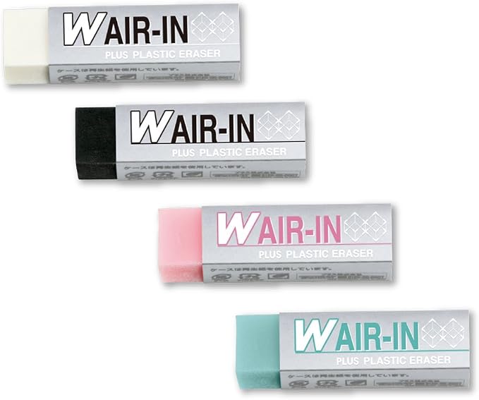 PLUS Double Airin Stick Eraser 0.39 oz 4 Pack Mixed