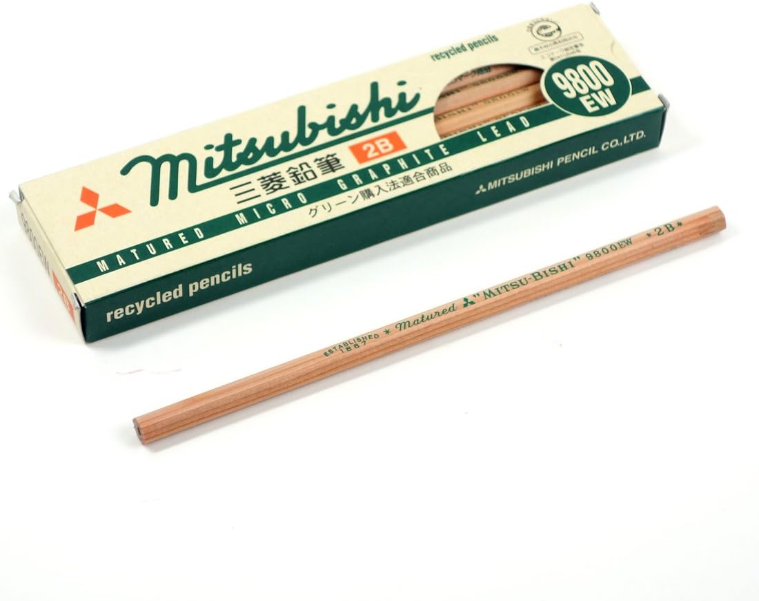 Mitsubishi Pencil 9800EW Recycled Graphite Pencils 2B Pack of 12