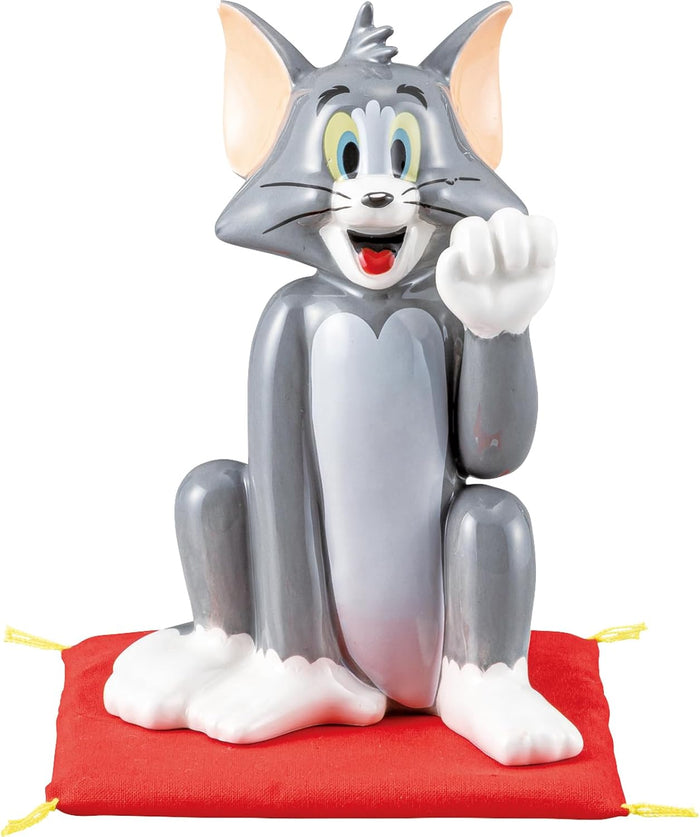 Sun Art Tom and Jerry Maneki Cat Ceramic Figure Gray