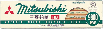 Mitsubishi Pencil 9800EW Recycled Graphite Pencils 2B Pack of 12