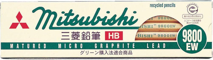 Mitsubishi Pencil 9800EW Recycled Graphite Pencils 2B Pack of 12