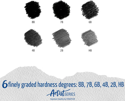 Staedtler Mars Lumograph Black Drawing Pencil Set 6-Piece Assorted