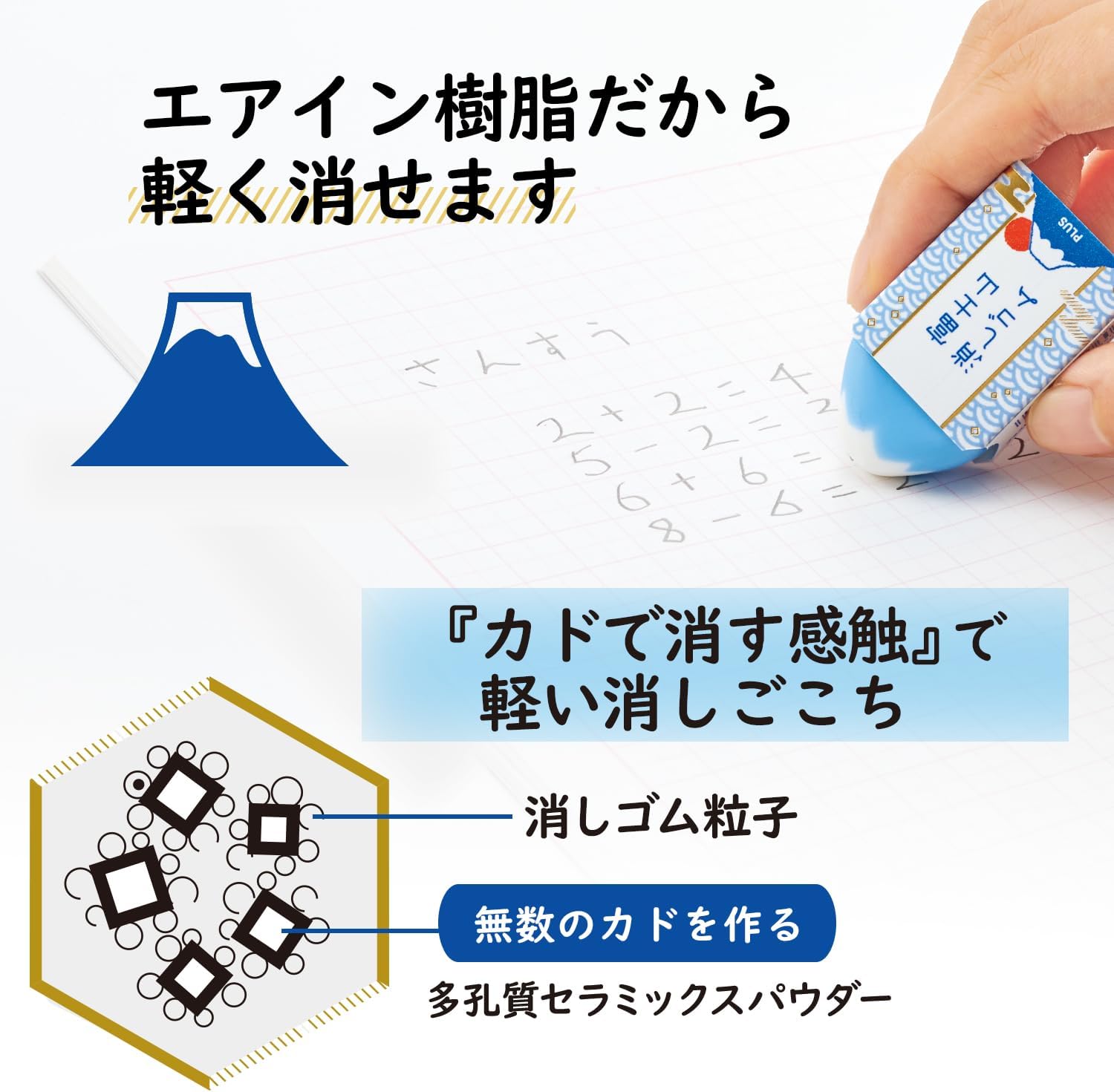 PLUS Air-In Fujisan Eraser Japanese Style 6-Piece Set