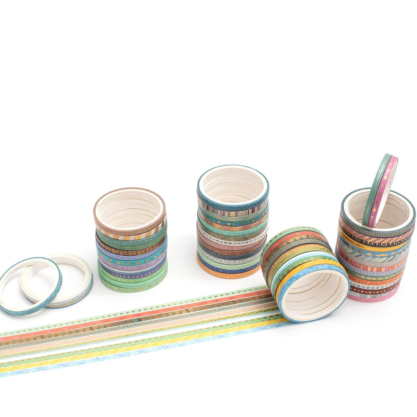 YUBBAEX 60 Rolls Gold Foil Washi Tape 0.12in 9.8ft