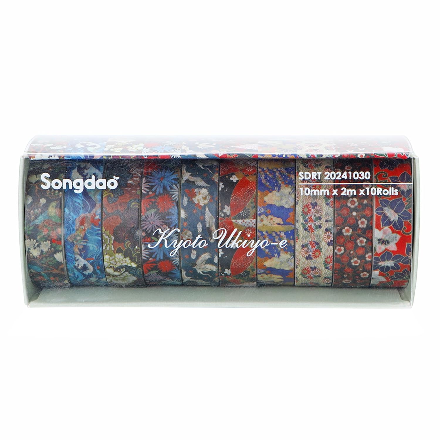Songdao Ukiyo-e Washi Tape 10-Roll Set 0.4in x 6.6ft Traditional Patterns