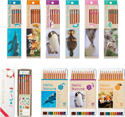 Tombow Hello Nature Kakikata 2B Graphite Pencils 12-Pack Seal
