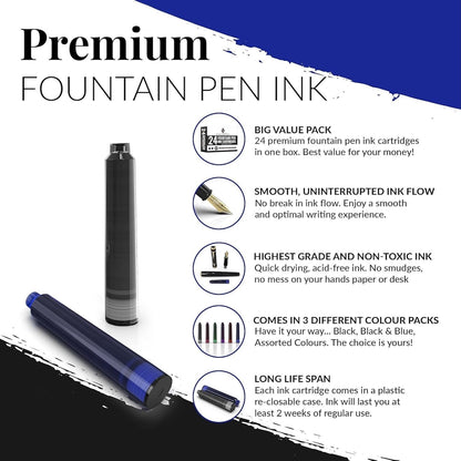 Wordsworth & Black Fountain Pen Ink Cartridges 24-Pack