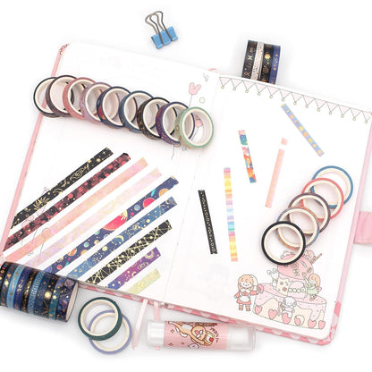 YUBX Washi Tape Set 30-Piece Celestial Space Gold Foil Decoration