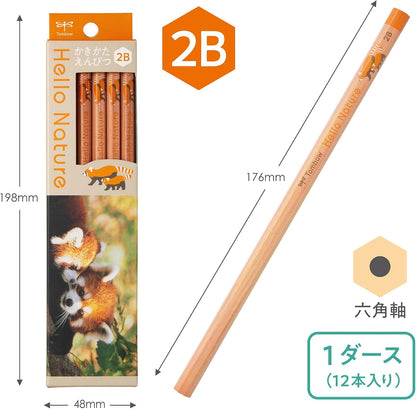 Tombow Hello Nature 2B Graphite Pencils Red Panda 12-Pack