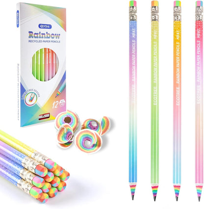 Bambola Rainbow Pencils HB Graphite with Eraser 12 Pack