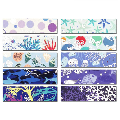 YUBX Washi Masking Tape Silver Foil 10 Ocean Theme 0.59in