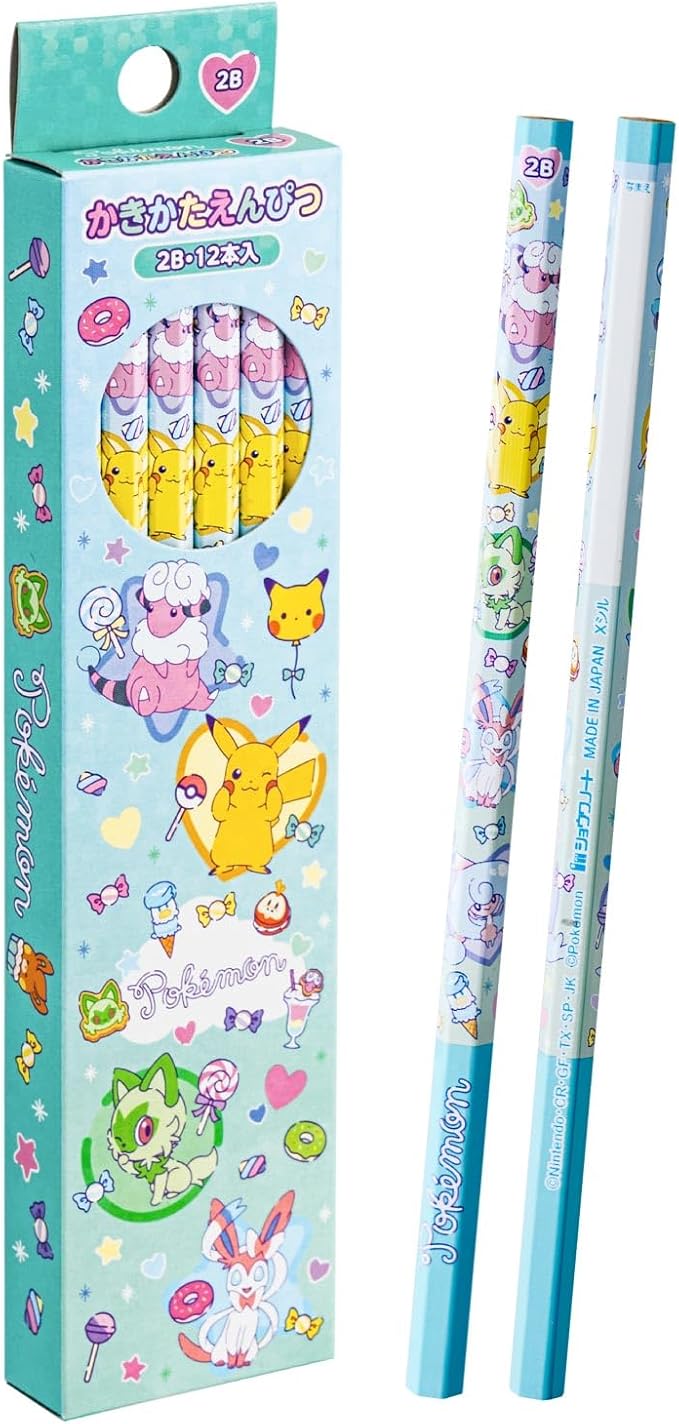 Showa Note Pokemon 2B Graphite Pencils Hexagonal Shaft Pack of 12
