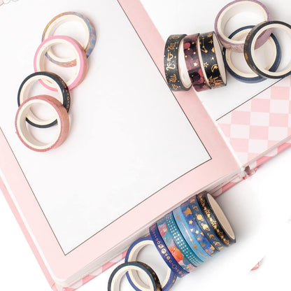 YUBX Washi Tape Set 30-Piece Celestial Space Gold Foil Decoration