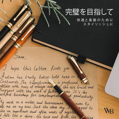 Wordsworth & Black Crest Wooden Fountain Pen 18K Gold-Plated Nib