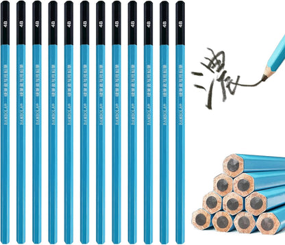 BAMBOLA 4B Thick Lead Writing Pencils, Hexagonal Barrel 12-Pack