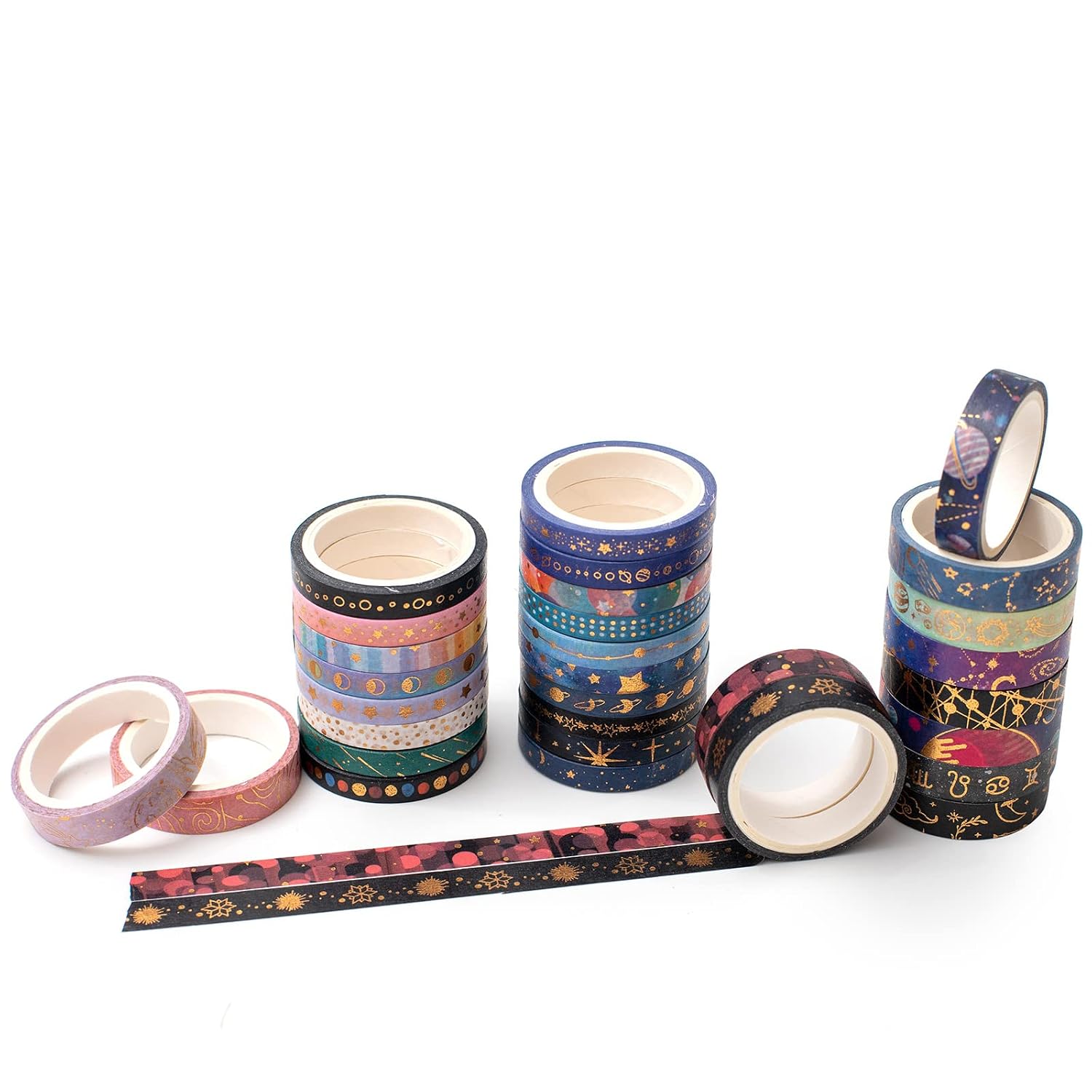 YUBX Washi Tape Set 30-Piece Celestial Space Gold Foil Decoration
