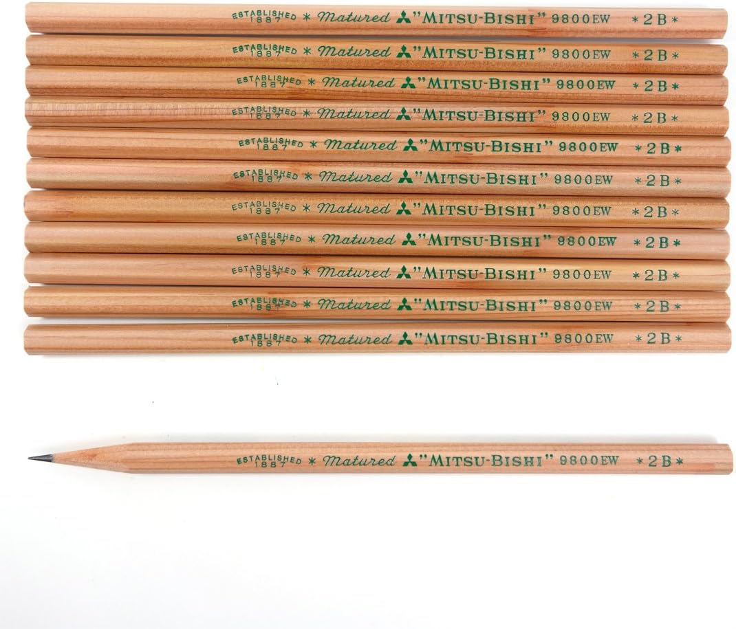 Mitsubishi Pencil 9800EW Recycled Graphite Pencils 2B Pack of 12