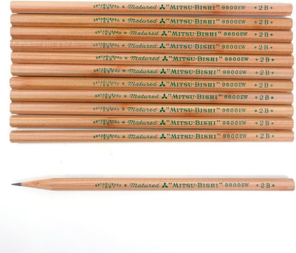 Mitsubishi Pencil 9800EW Recycled Graphite Pencils 2B Pack of 12