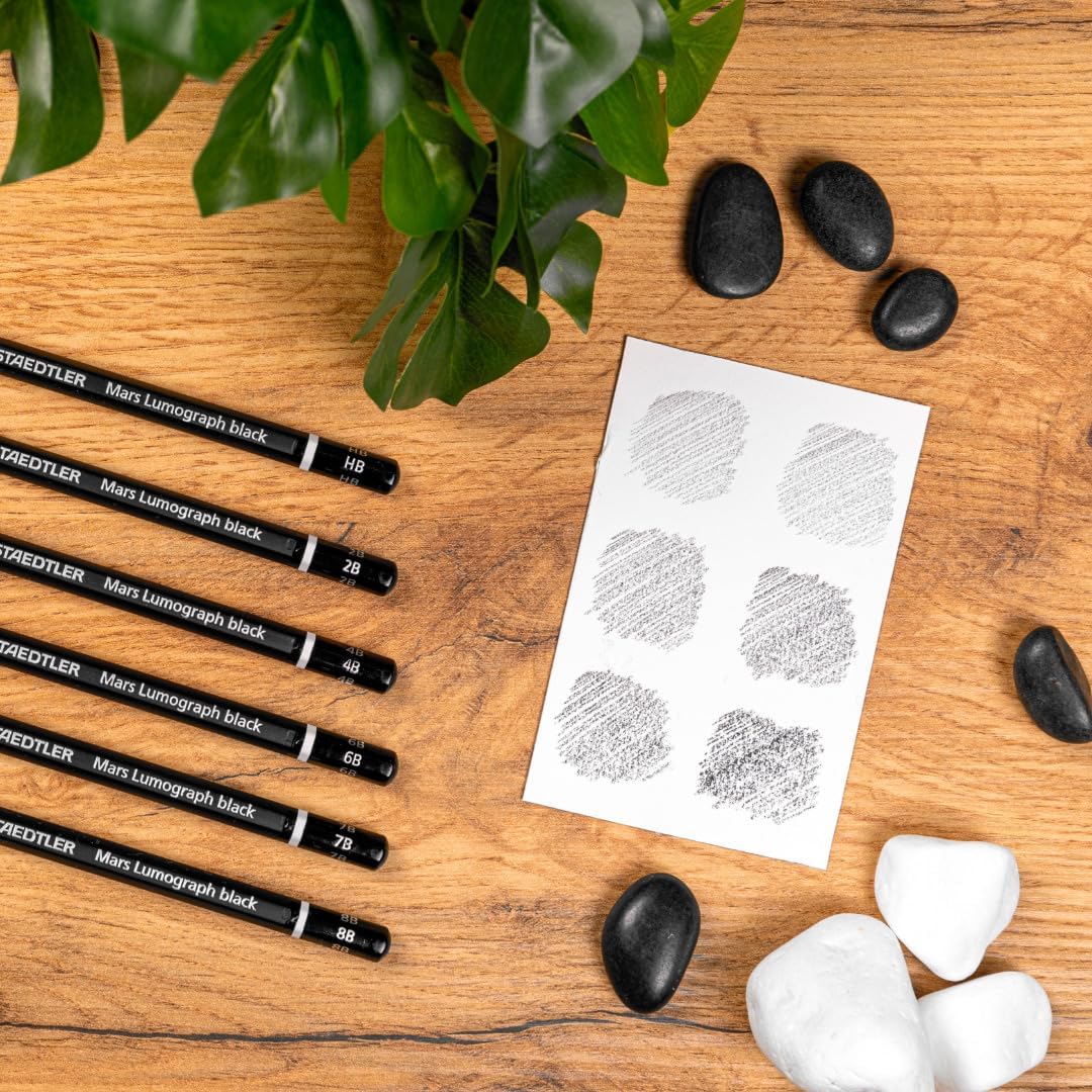 Staedtler Mars Lumograph Black Drawing Pencil Set 6-Piece Assorted