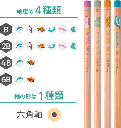 Tombow Hello Nature 2B Graphite Pencils Red Panda 12-Pack