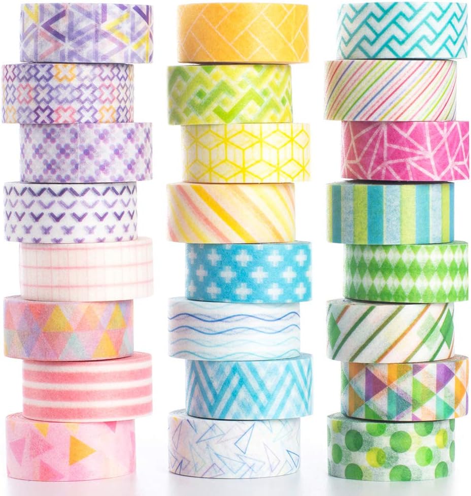 Yubbaex Mini Washi Tape Set 0.4in Wide Decorative Masking Rolls