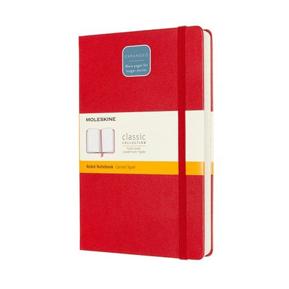 Moleskine Classic Expanded Hardcover Notebook Ruled Large Red