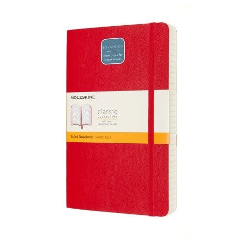 Moleskine Classic Expanded Notebook Soft Cover Large Ruled Red