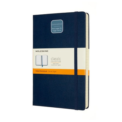 Moleskine Classic Expanded Hardcover Notebook Ruled Large Blue 8.27x5.12in